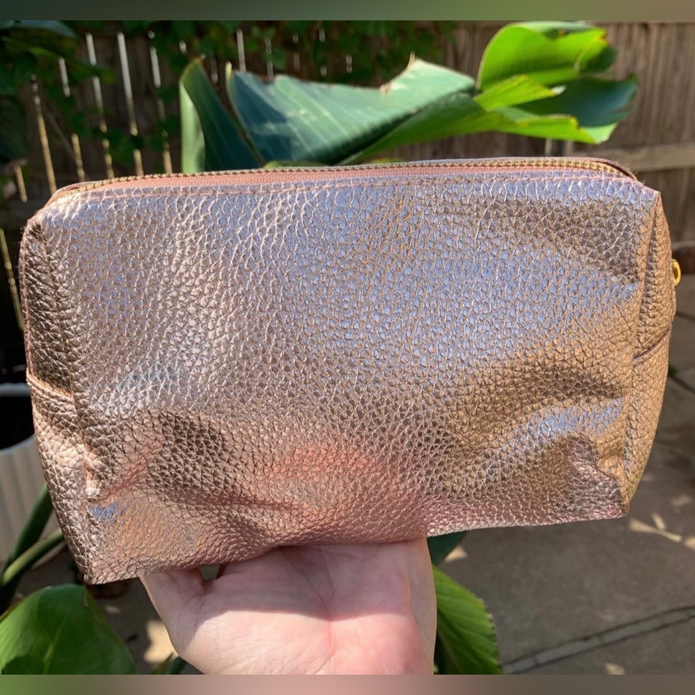 BareMinerals metallic blush peach makeup bag